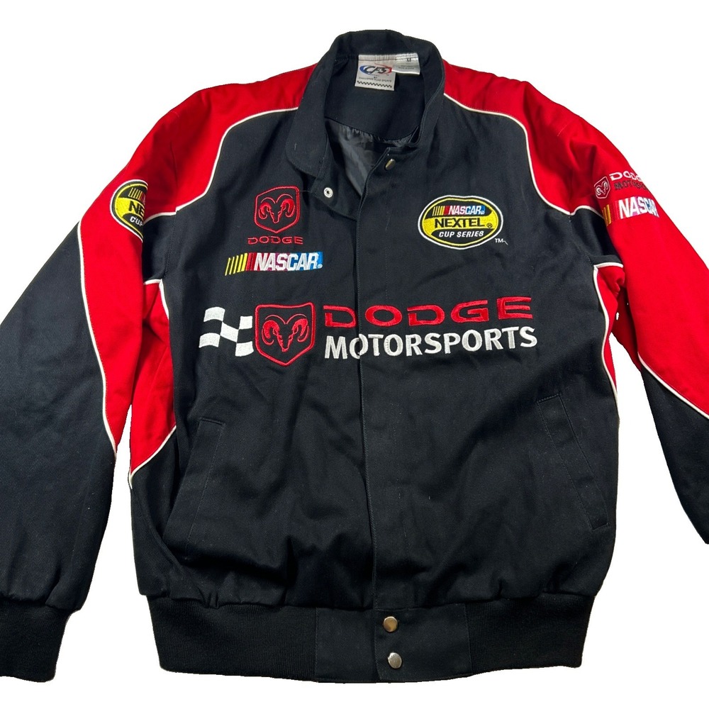 VTG Dodge Checkered Flag Mens Medium NASCAR Bomber Racing Jacket